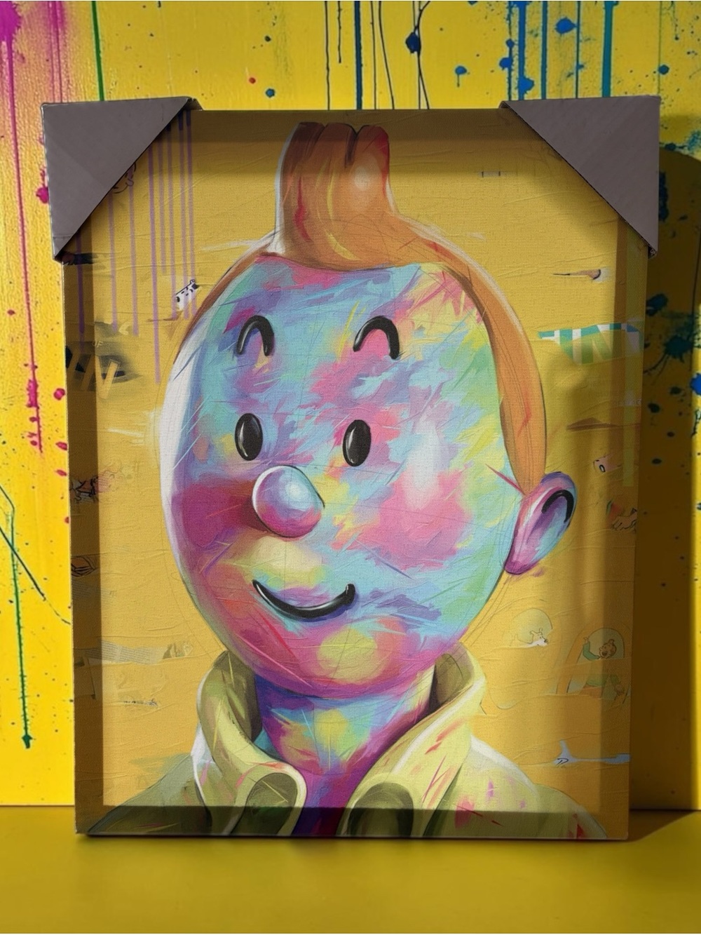 Tintin Pop Art Canvas Wall Art Yellow Multicolor Portrait, 11x14 Decor